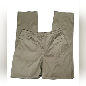 St John Sport by Marie Gray Pants Women's 14 Tan Cotton Stretch High Rise Slacks